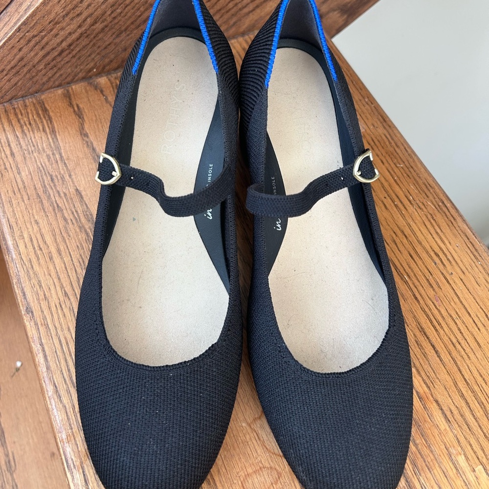 Rothy’s The Mary Jane Heel In black womens shoes chunky heels 7.5 block - Picture 4 of 9